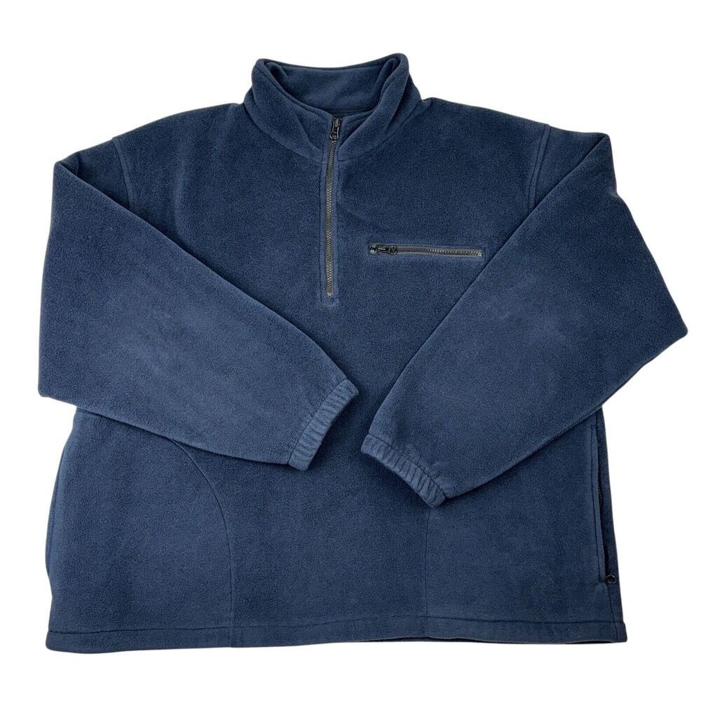 DULUTH TRADING Co.‎ Sz XL Fleece Jacket Pullover 1/4 Zip Navy Blue Pockets Thick